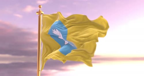 Drapeau de Kalmoukie flottant dans le vent — Animation Cinématique 4K
