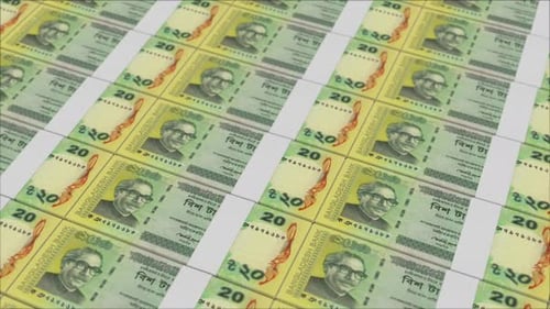 Seamless Loop of Bangladesh Taka Banknotes Printing