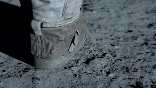 Astronaut Boot Leaves Footprint on Lunar Surface