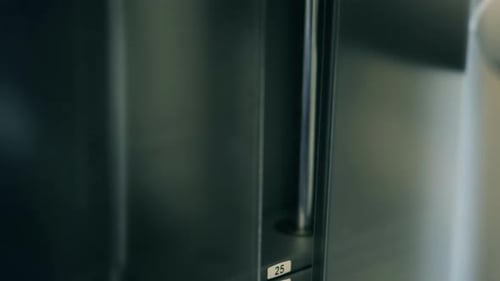Gym Sport Simulator Weight Being Pulled Up And Down Closeup