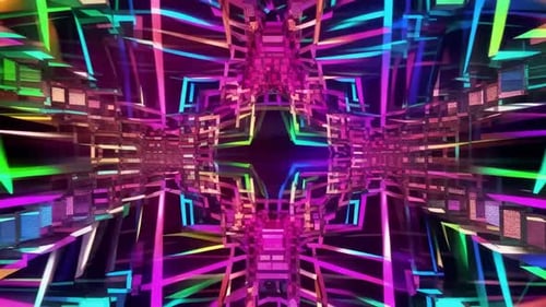 Abstract Neon Geometric VJ Loop Futuristic Techno Tunnel