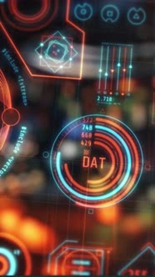 Futuristic HUD Interface Display Element with Data Visualization