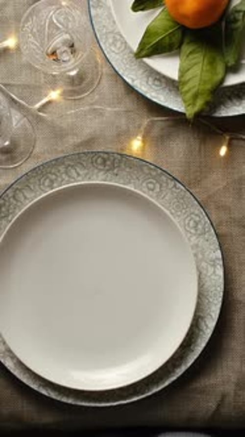 Vertical Video Christmas Table Setting for Two Persons