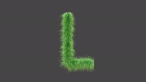 3D animation green grass letter L