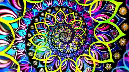 Vibrant Abstract Mandala Pattern Looping Background