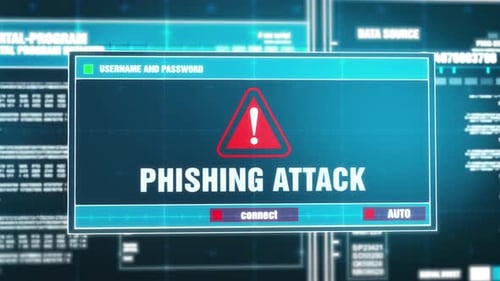 Notificación de advertencia de ataque de phishing en alerta de seguridad digital en pantalla