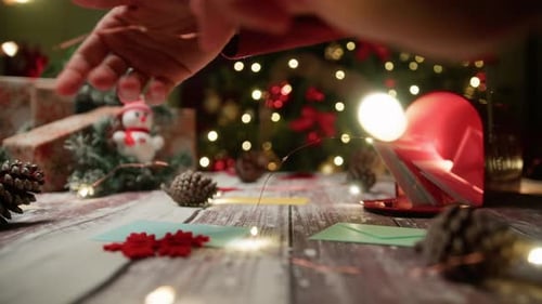Festive Christmas Mail on Wooden Table