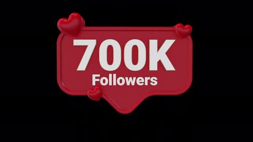 700K Followers Social Media Celebration Heart Animation