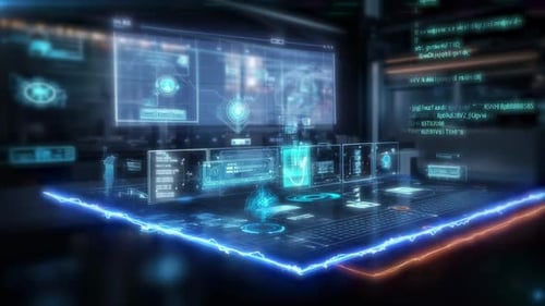 Futuristic Holographic User Interface Data Display Animation