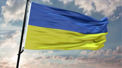 Ukraine National Flag Waving in Realistic Wind