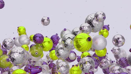 Decoración navideña con forma de bola y bombilla en un fondo circular sin fisuras. Resolución de 4k