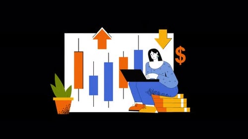 Animated Flat Design Financial Analysis and Business Growth Chart