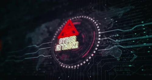 Cyber attack network security breach symbol loop digital concept