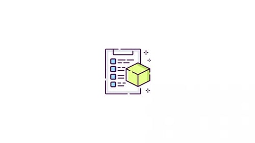 Animated Checklist and 3D Cube Modern Icon
