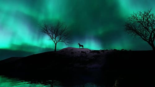 Mesmerizing Aurora Borealis over a Winter Landscape with Wildlife