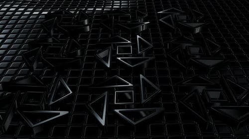Floating Background with Black Cubes, Unique Design, Reflection, 3D Render, Exclusive, Shapes