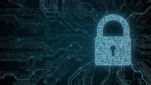 Broche virtuelle Hud en hologramme de sécurité avec bouclier et verrouillage, concept de confidentialité des données financières et