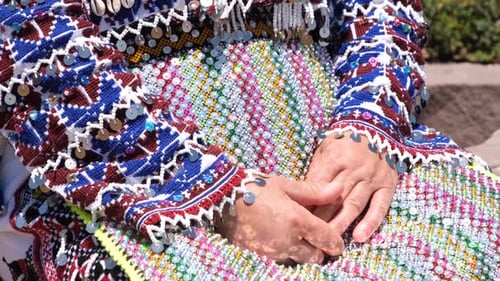 Adult in Colorful Garment Close Up