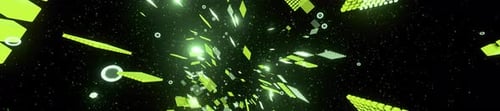 Widescreen Looped Glow Green Tunnel with Particles