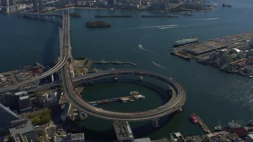 Tokyo, Japan Circa-2018. Aerial View Rainbow Bridge in and City of Tokyo