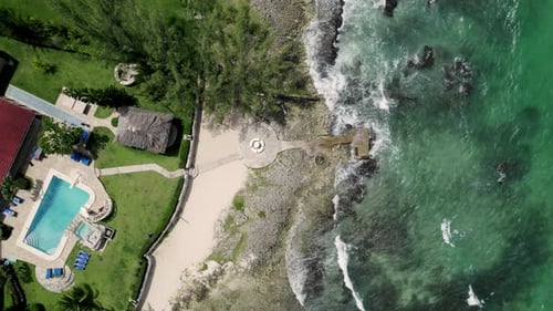 Bird's eye view Amazing drone tropical shot of blue sky turquoise water in st. ann's ochos rios Jama