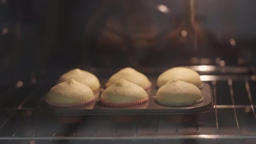 Cupcakes Baking in Oven
