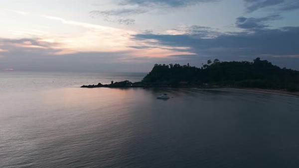 Luxury Yacht Moored Near Tropical Island at Sunset, Nature Stock ...