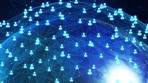 Animated Global Network of Connecting People Icons