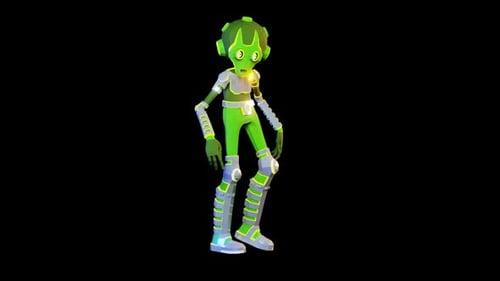3D green alien walking