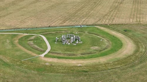 Stonehenge mysterious prehistoric architectonic structure of enormous stones aerial view