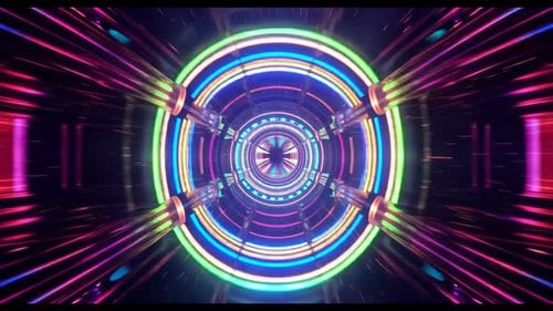 4K Neon SciFi-Tunnelschleife abstrakter futuristischer VJ-Hintergrund