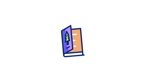Animated Flat Design Christmas Book Icon