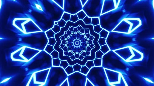 Fundo abstrato azul e preto com design de estrela. Caleidoscópio
VJ loop