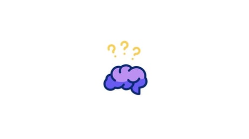 Animated Flat Design Brain with Wiggling Question Marks