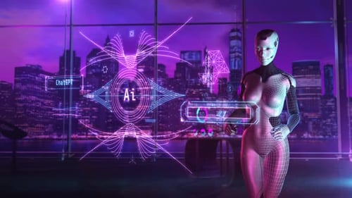 Animación del trabajo de la inteligencia artificial