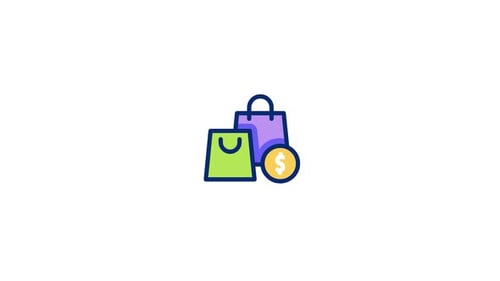 Minimalist Animated Shopping Bags and Coin Icon