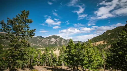 Time Lapse - Panaromic View of Rocky Mountain Natioanal Park in Colorado With Beautiful Clouds
