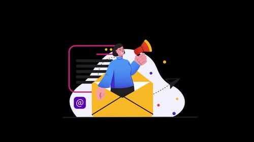 Flat Design Animation: Digital Marketing Announcement with Email
