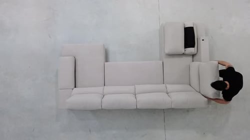 Assembling Modern Sectional Sofa in Bright Studio
