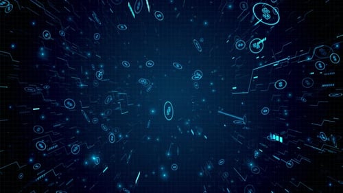 Cyberspace Dollar Exchange Business Corporate Technology Particles Tunnel Digital Background Loop