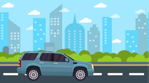 Car Animation On City Background