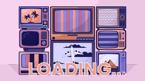 Vintage tv stack line 2D loading animation