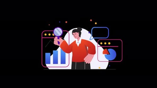 Business Data Analysis Animation with Flat Design Character