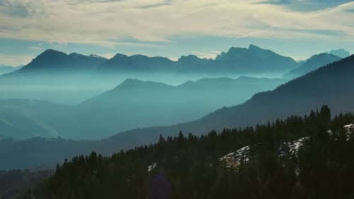 Aerial View of Mountains Under Mist Morning
