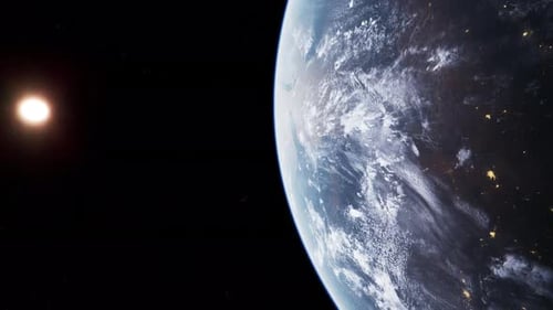 Realistic 3D Earth Rotation from Space with Sun and Stars