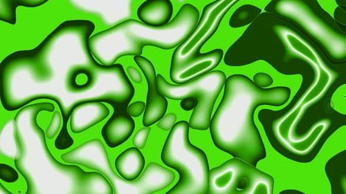 abstract lime green and white color smooth wavy shiny liquid on smoke flow motion background.441