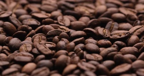 Roasted Coffee Beans Spinning Top View High Quality Footage