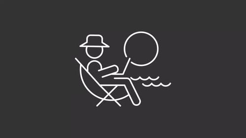 Minimalist Line Art Fishing Animation with Speech Bubble