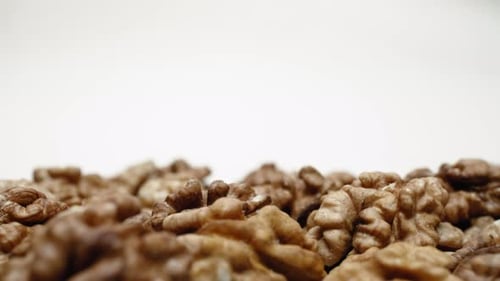 Close Up of Walnuts on White Background