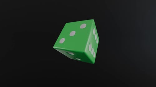 3d green casino dice on black background